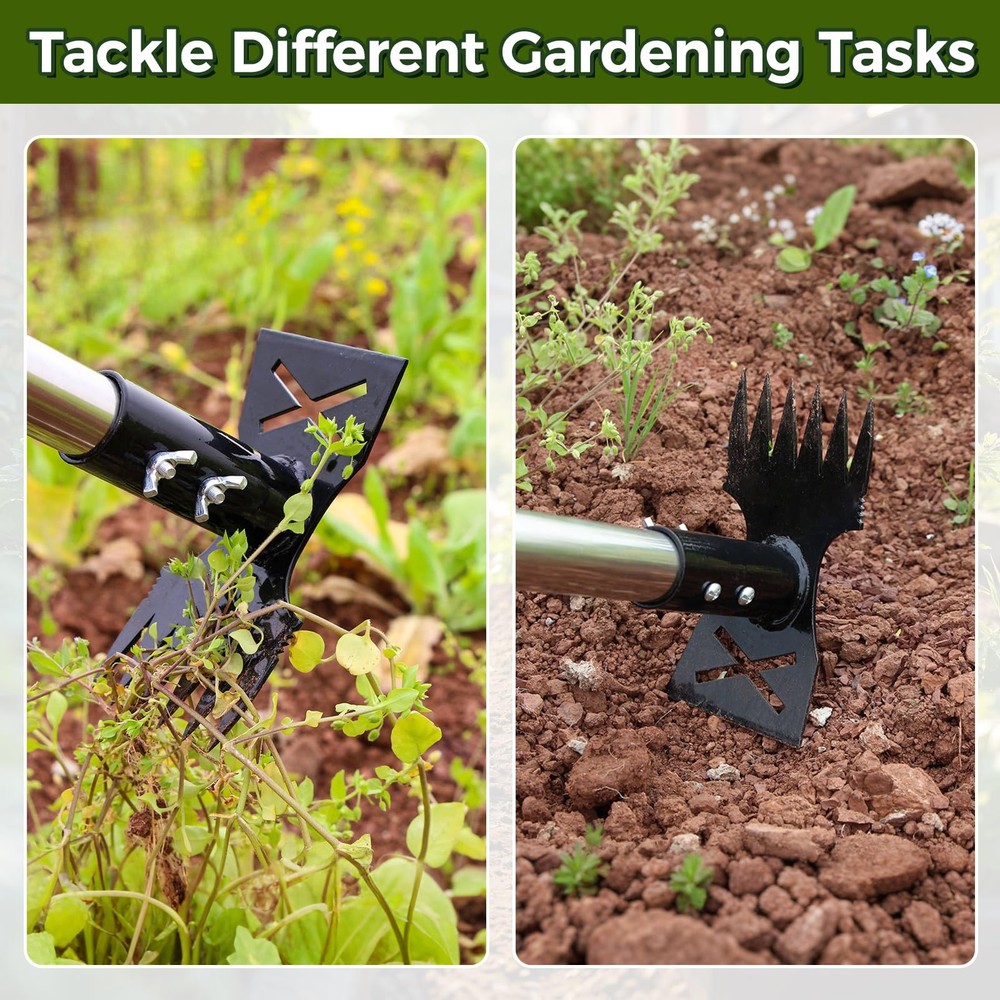 Weed Puller Tool with Long Handle - 44" Heavy Duty Manual Weeder & Garden Hoe...