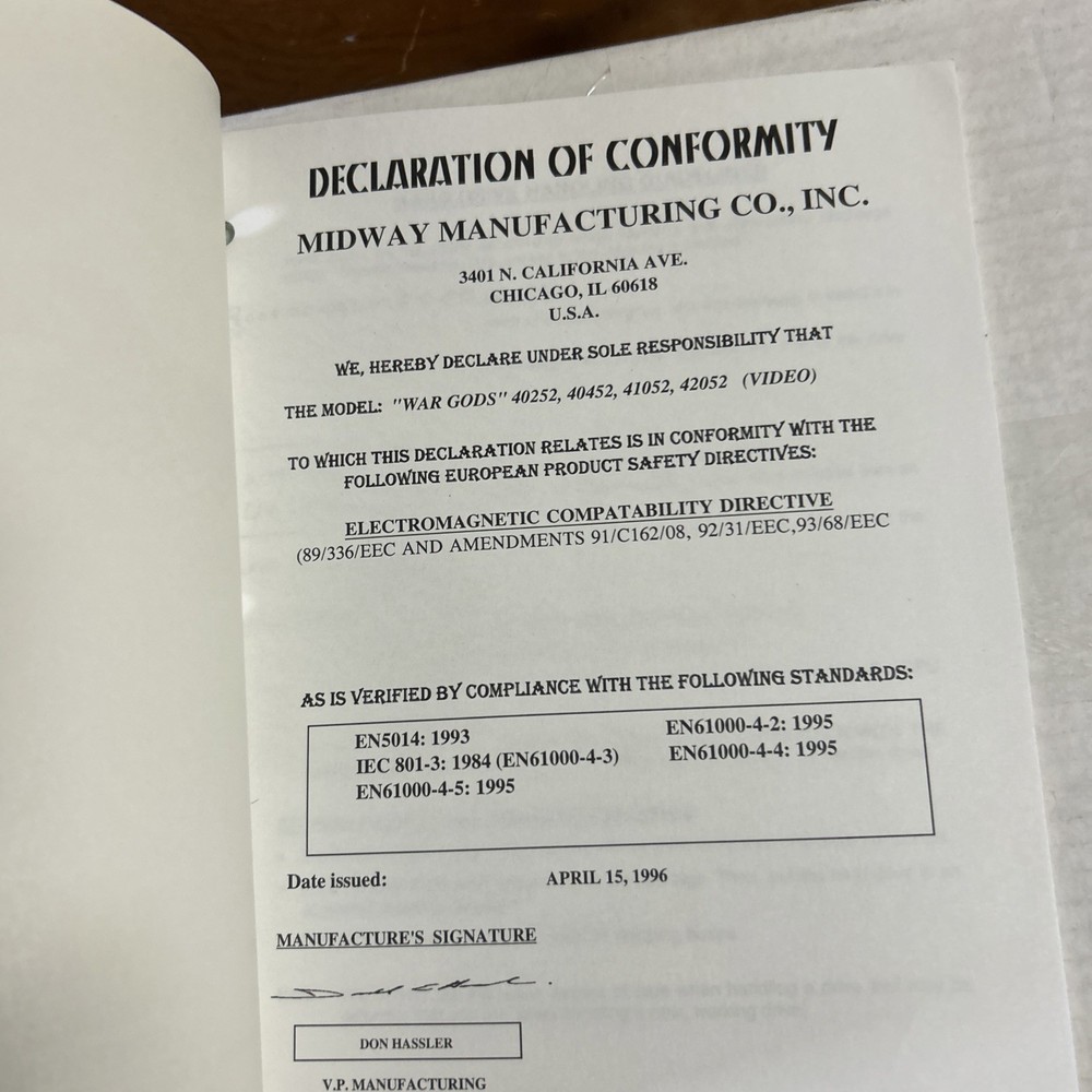 WAR GODS MIDWAY game manual