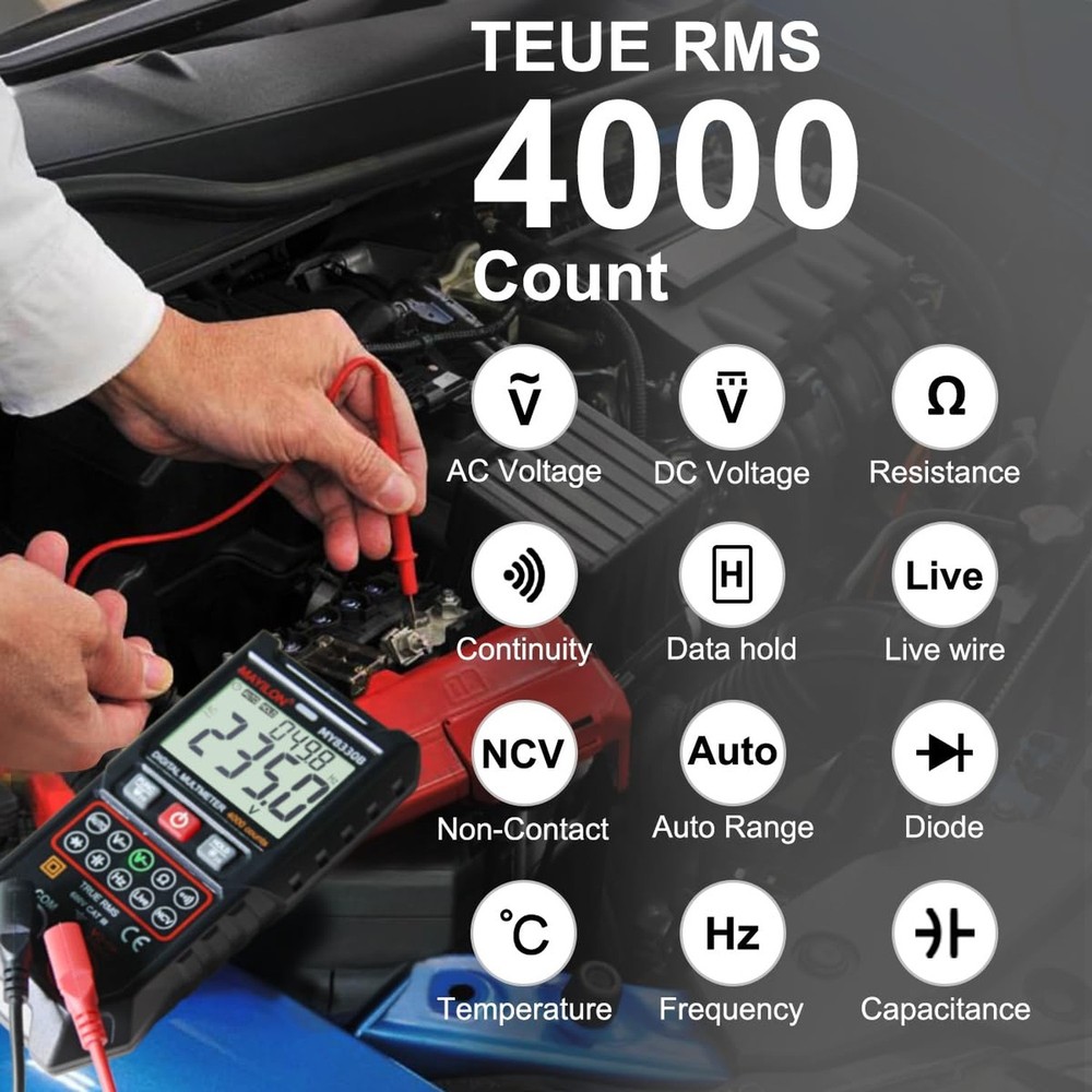 Multimeter TRMS 4000 Counts Digital Multimeter DC AC Voltage Tester... Fast Ship