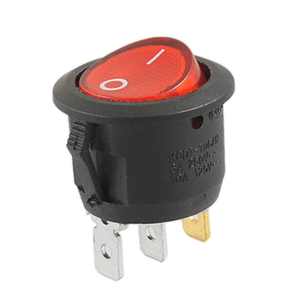 6A max. -- 200-250V AC ON-OFF SPST Round Button Rocker Switch