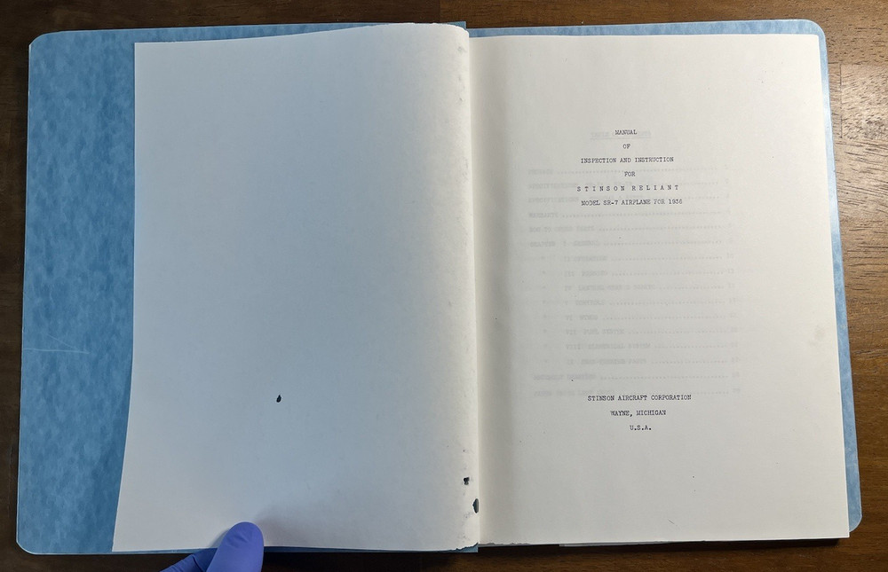 Stinson Model SR-7 Inspection Instruction Manual Older Copy