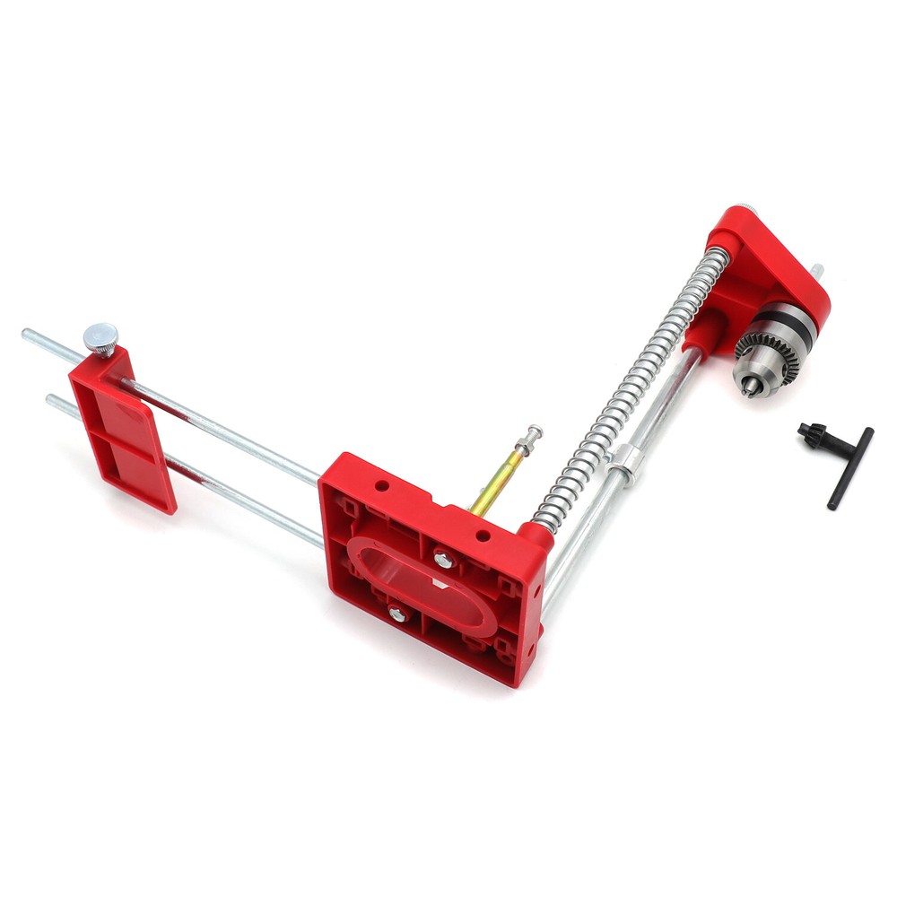 Red Woodworking Punch Locator Drill Guide Adjustable Hole Drilling Template Tool