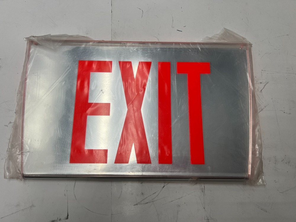(QTY 3) One Sided Single Face Exit Reflective Sign 8" x 13 1/2" Red Silver