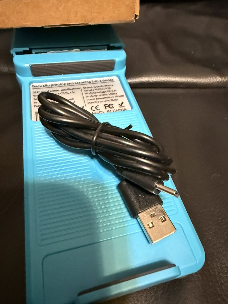 Symcode POS Printer Mobile Portable Back Clip Receipt Printer/Scanner (BLUE)