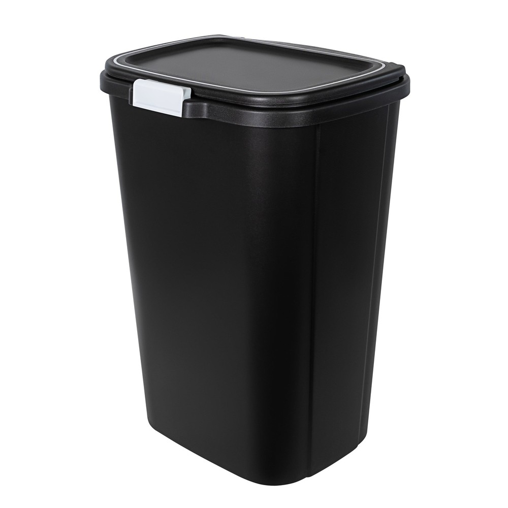 Hefty Kitchen Trash Can, 13 Gallon Plastic Odor Block Touch Top Garbage Bin