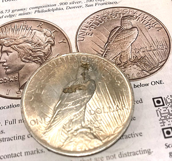 Uncirculated MS 1922 Peace Silver Dollar Error Coin Peeling Laminated Planchet