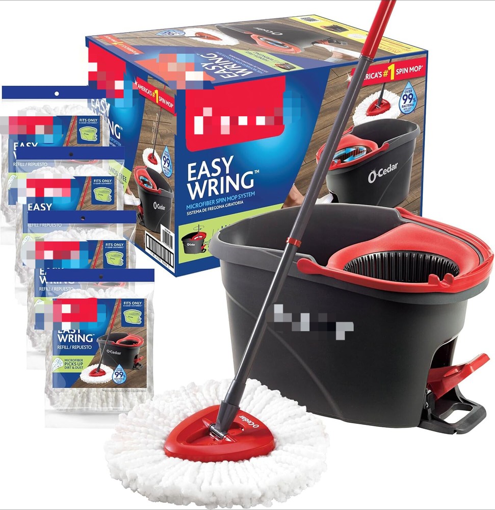 Microfiber Spin Mop and Bucket Floor Cleaning System with 4 Extra Refills