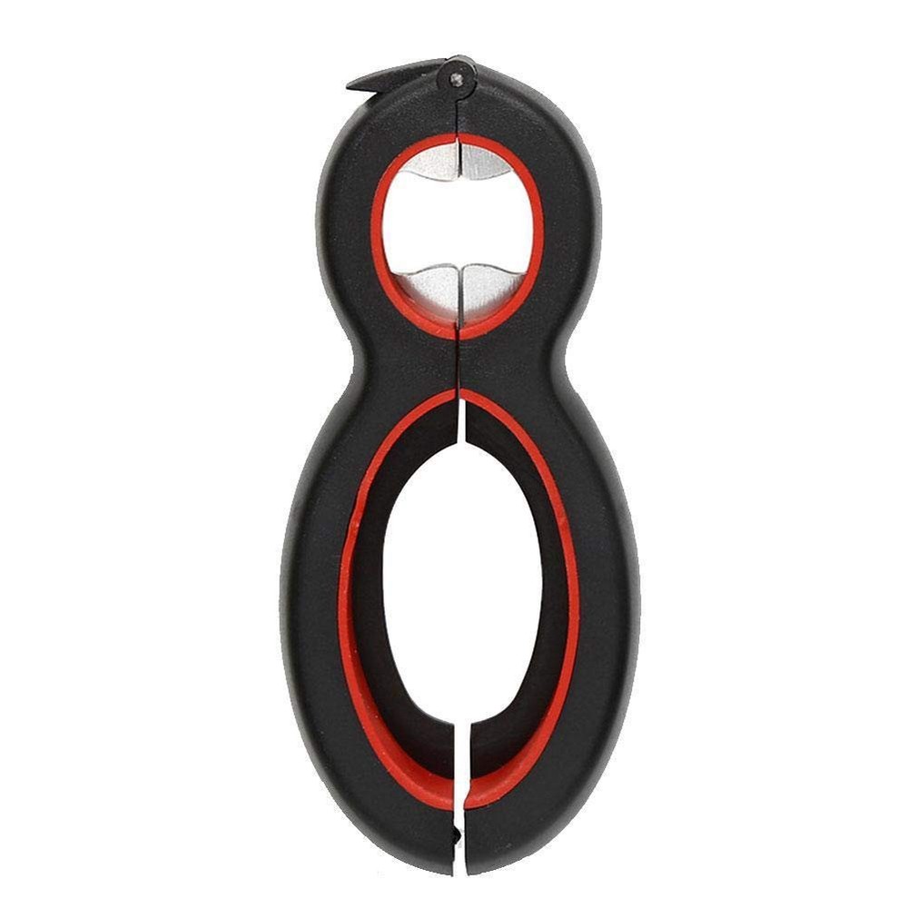 Medsuo Jar Opener 6 in 1 Multi Function Bottle Small, Black and red