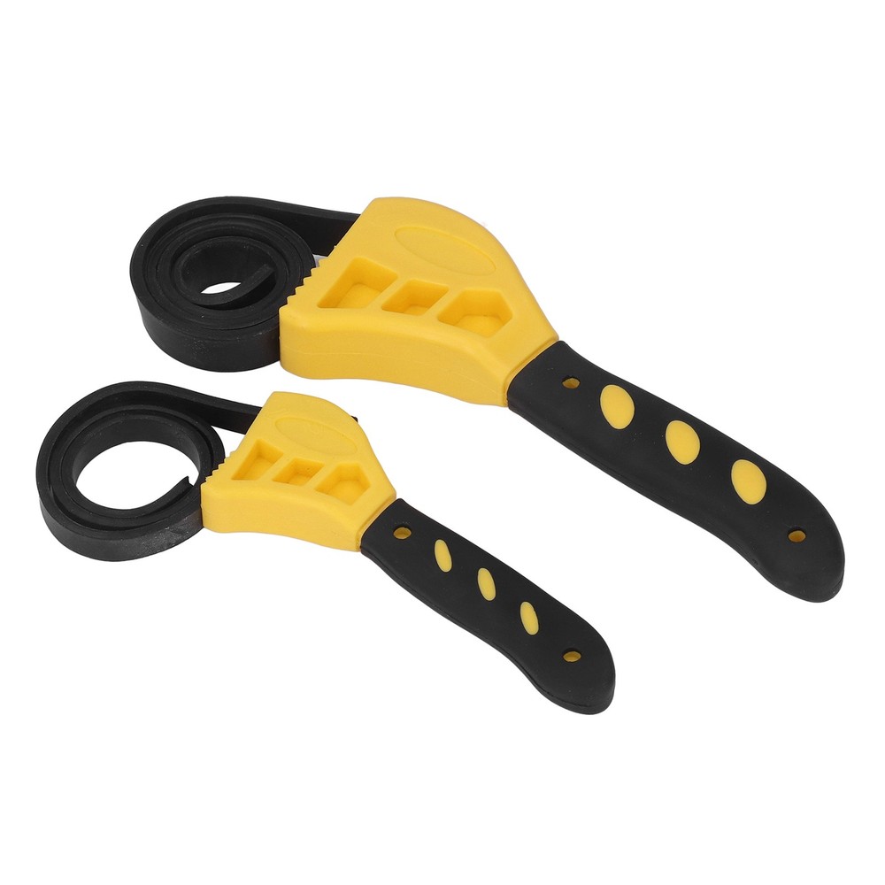 2 Pcs Adjustable Rubber Strap Wrench For Car Maintenance Excellent Yellow
