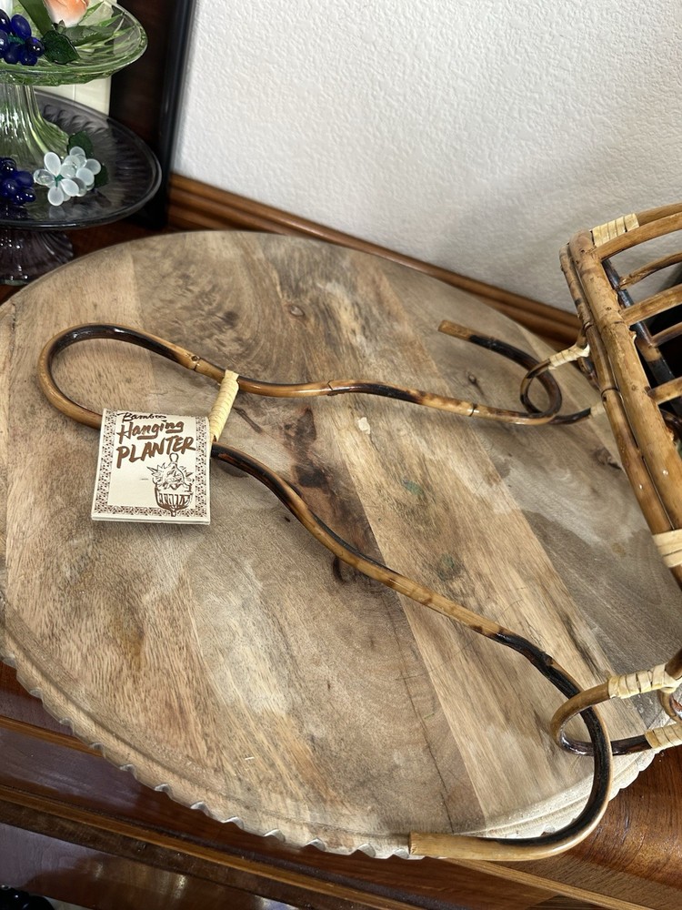 Rattan Wall Planter Basket Boho Wicker Hanging Decor Vintage