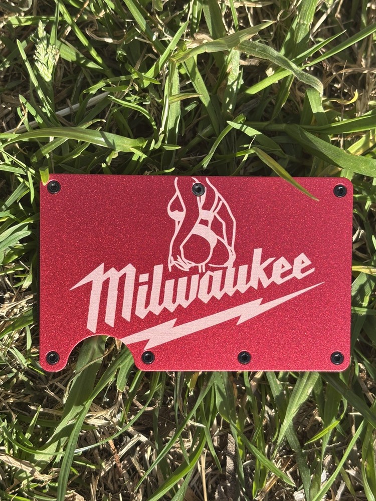 CUSTOM Milwaukee Tool Thin Metal RFID Blocking Laser Engraved Slim Wallet
