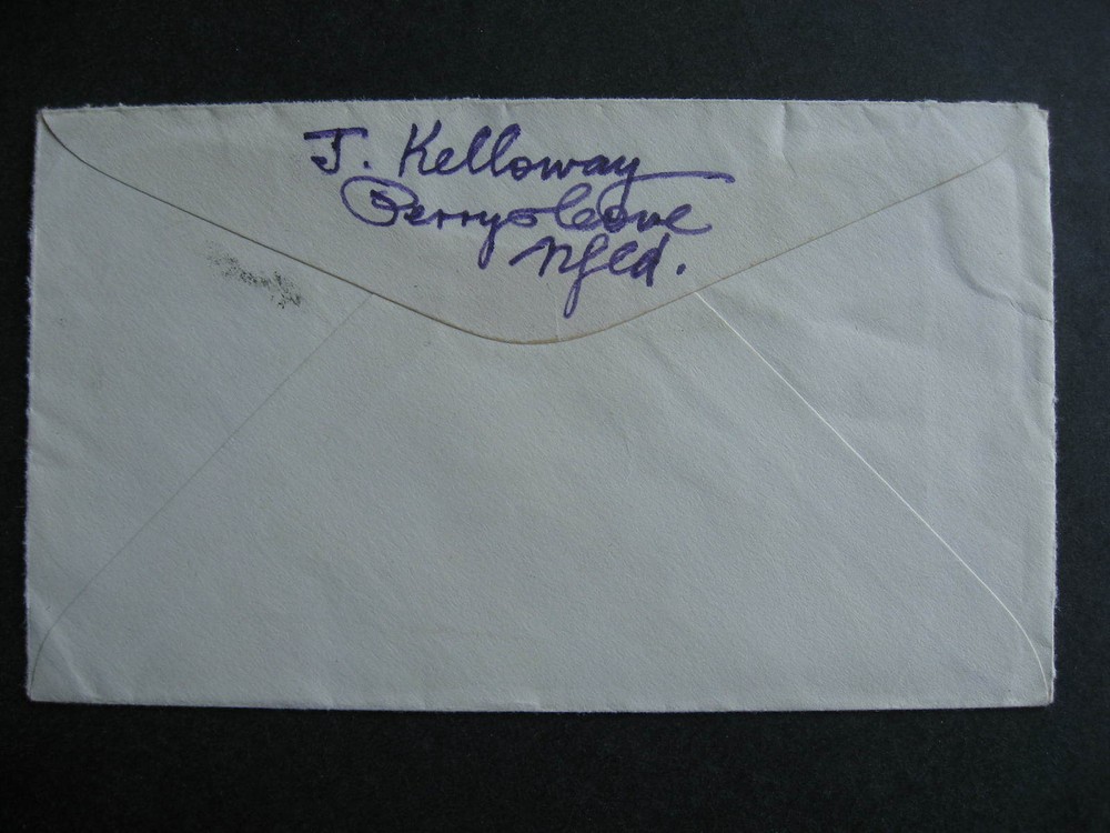 Newfoundland Perrys Cove split ring cancel on cover which is opened on 3 sides