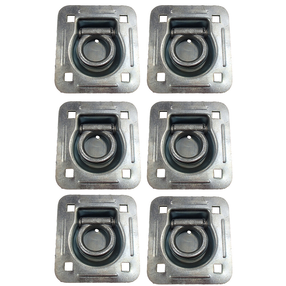 (6) Flush Mount D-Ring - 1.5" Recessed Tie-Down Anchor for Trailers Trucks Cargo