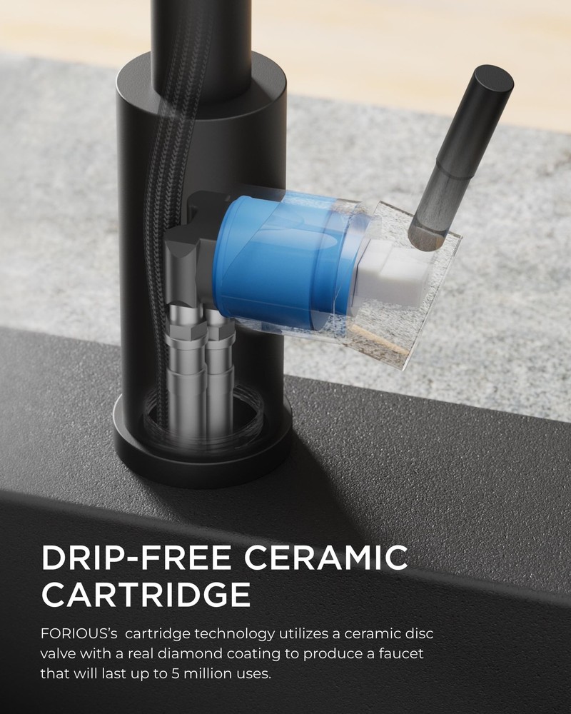 Black Kitchen Faucet with Pull Down Sprayer, Stainless Steel Single Handle Pu...