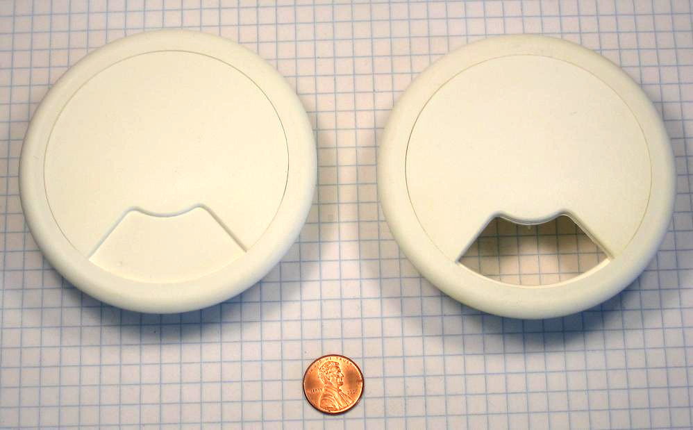 WIRE MANAGEMENT GROMMET, 80mm BORE DIAMETER, WHITE PLASTIC, 25mm DEPTH