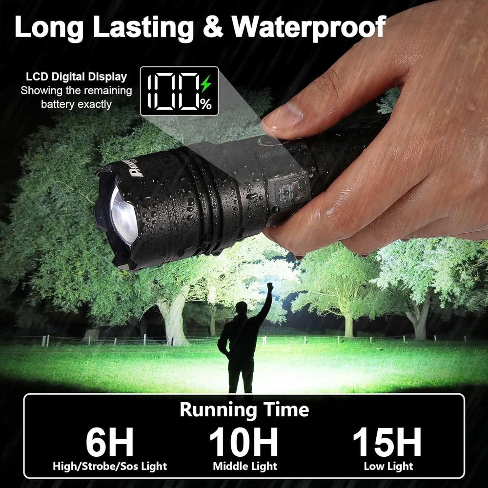 Ultra Bright Long-Range Flashlight - 3280 FT, Perfect for Camping Adventures