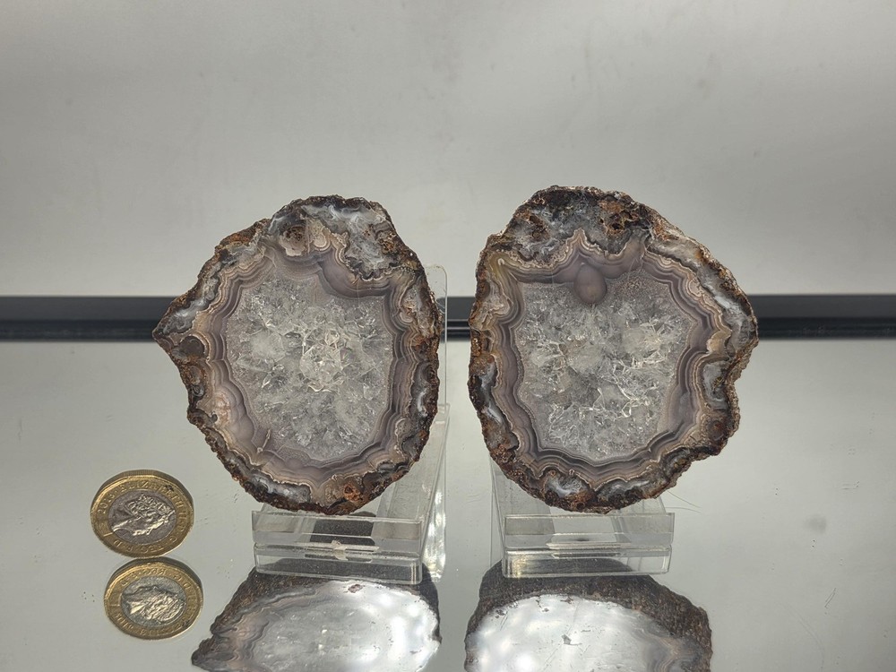 Mexican Agate Crystal Pair Banded Polished (#8)