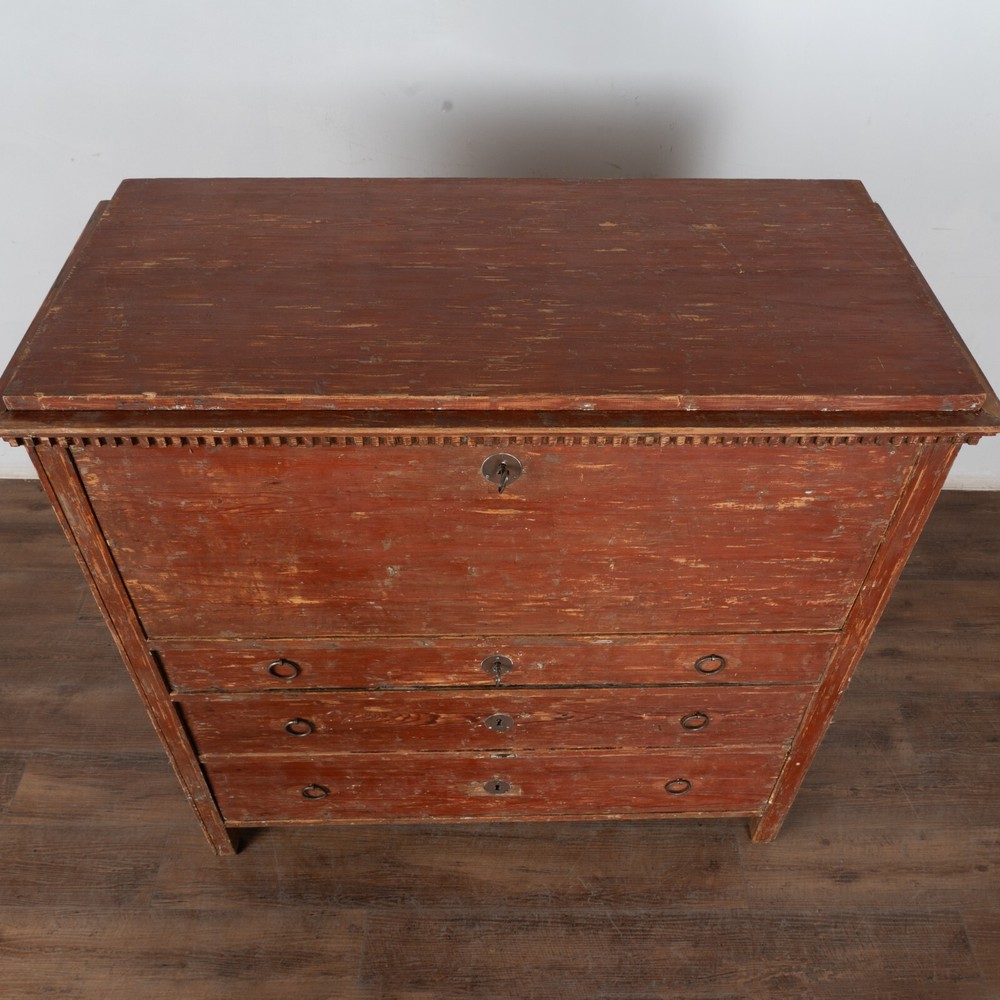 19th Century Rustic Swedish Painted Pine Secretary