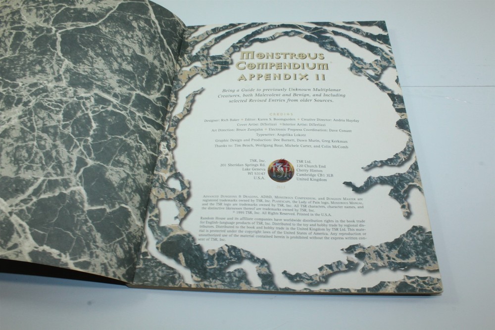 Vintage 1995 Advanced Dungeons & Dragons Monstrous Compendium Appendix II
