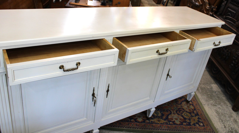 French Antique Louis XVI Painted White Sideboard / Buffet