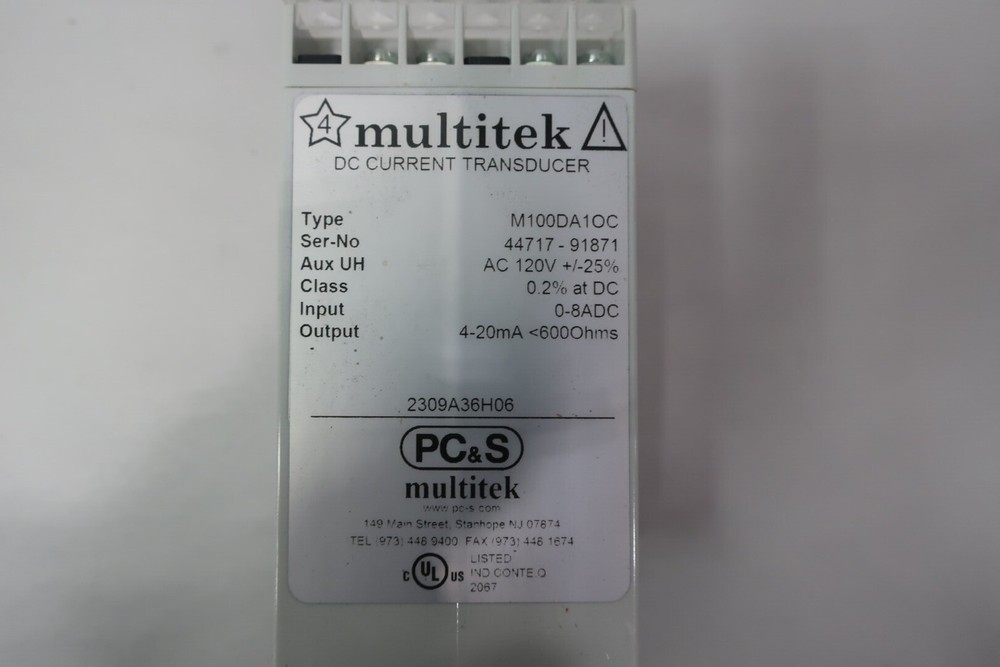 Multitek M100DA1OC Dc Current Transducer 600ohm 0-8v-dc