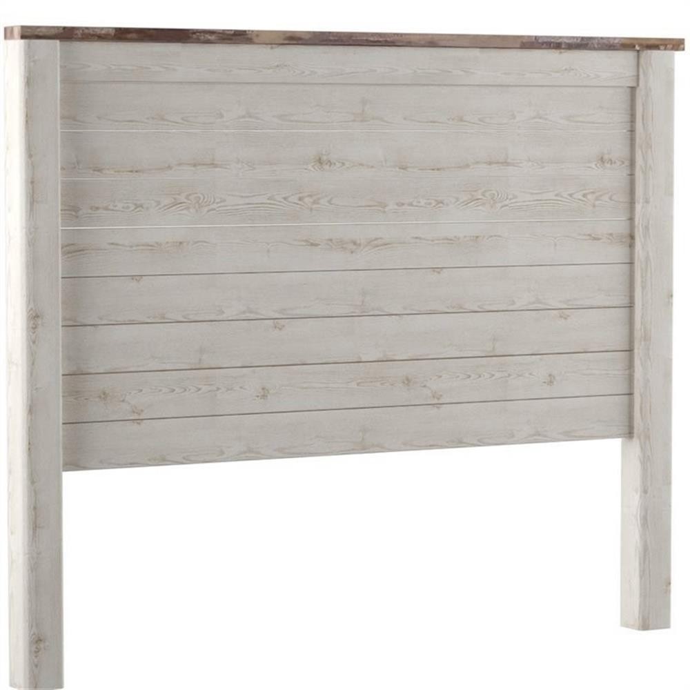 Bowery Hill Contemporary Queen/Full Panel Headboard in Whitewash