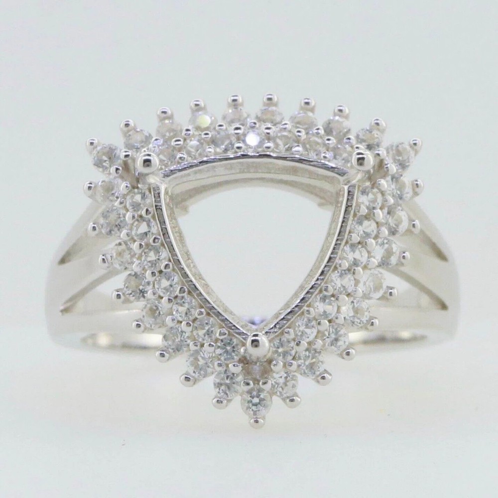 Engagement Semi Mount Ring Setting Trillion 7mm Ring 925 Sterling Silver Ring