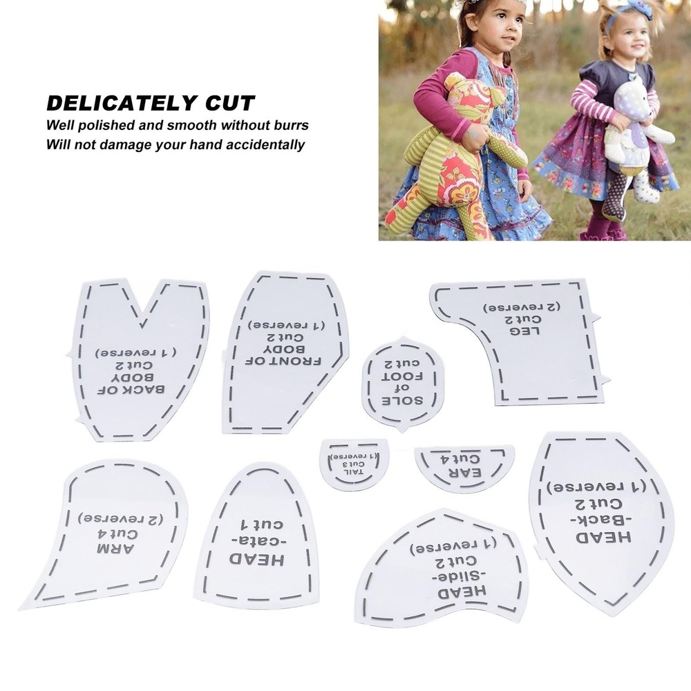 10 Pcs Memory Bear Sewing Patterns Template, Memory Bear Acrylic Template Rul...