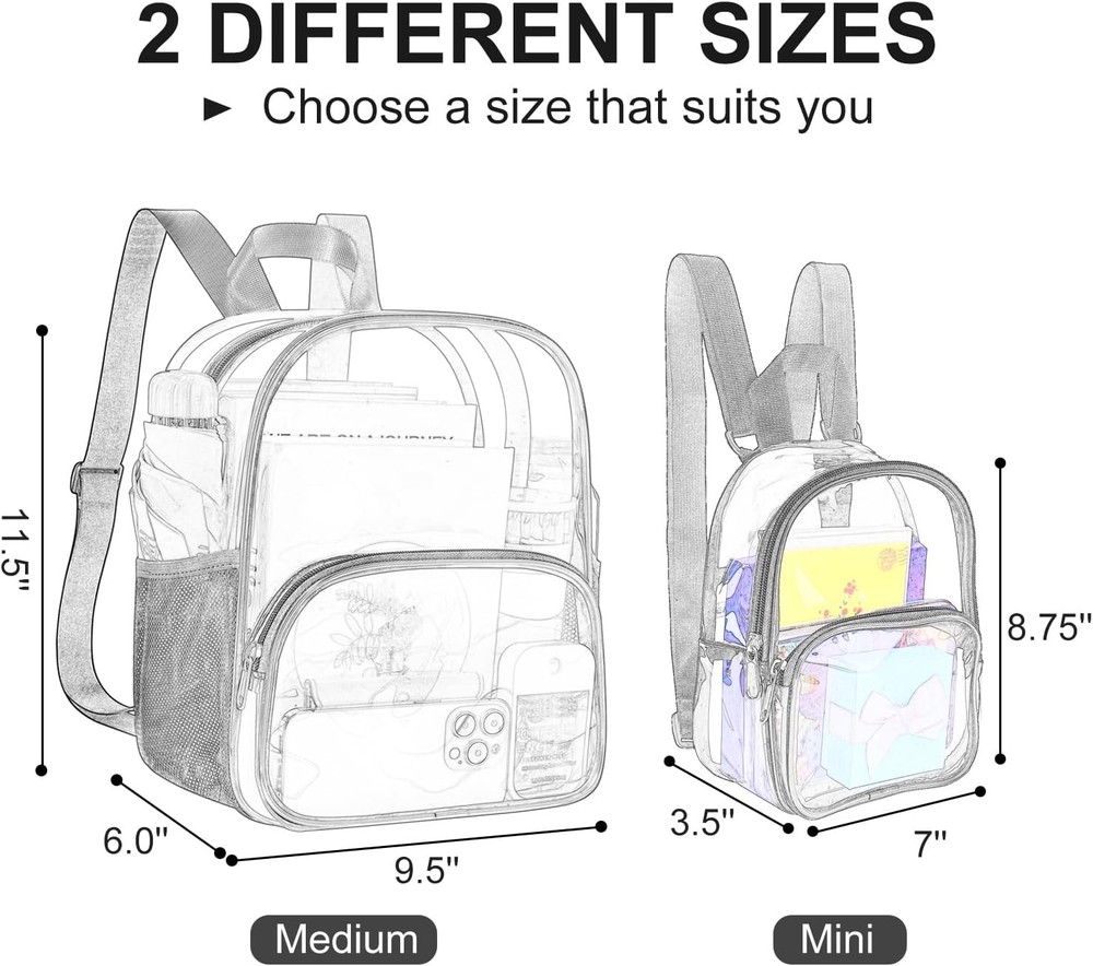 USPECLARE Clear Backpack for Stadium Events Small Medium, White