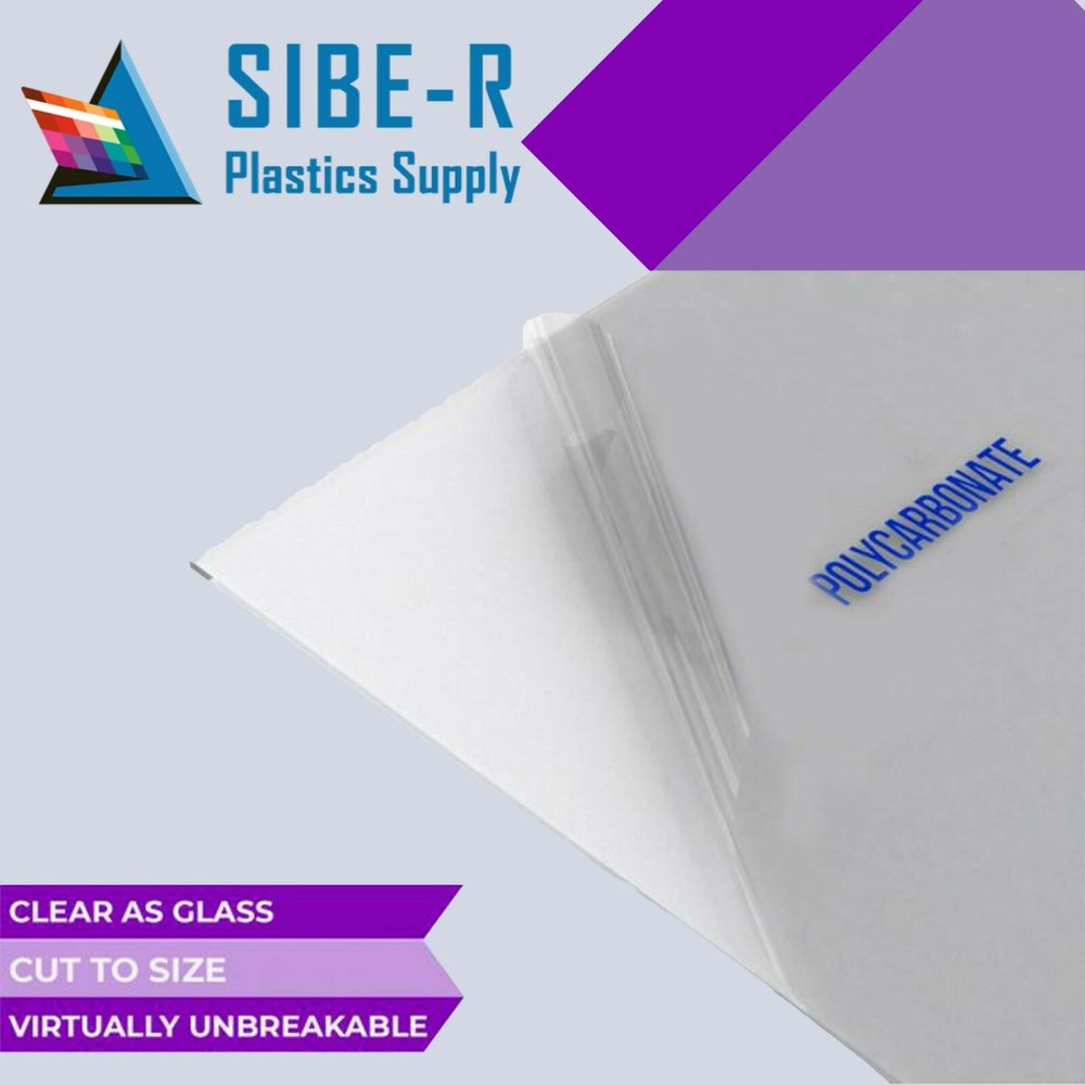 Polycarbonate Plastic Sheet - 1/4" (6mm) Thick - Clear - 36" x 12"