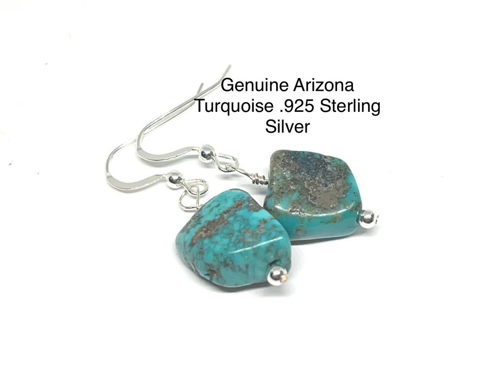 Turquoise Genuine/Authentic Stone Handmade .925 Sterling Silver Earrings
