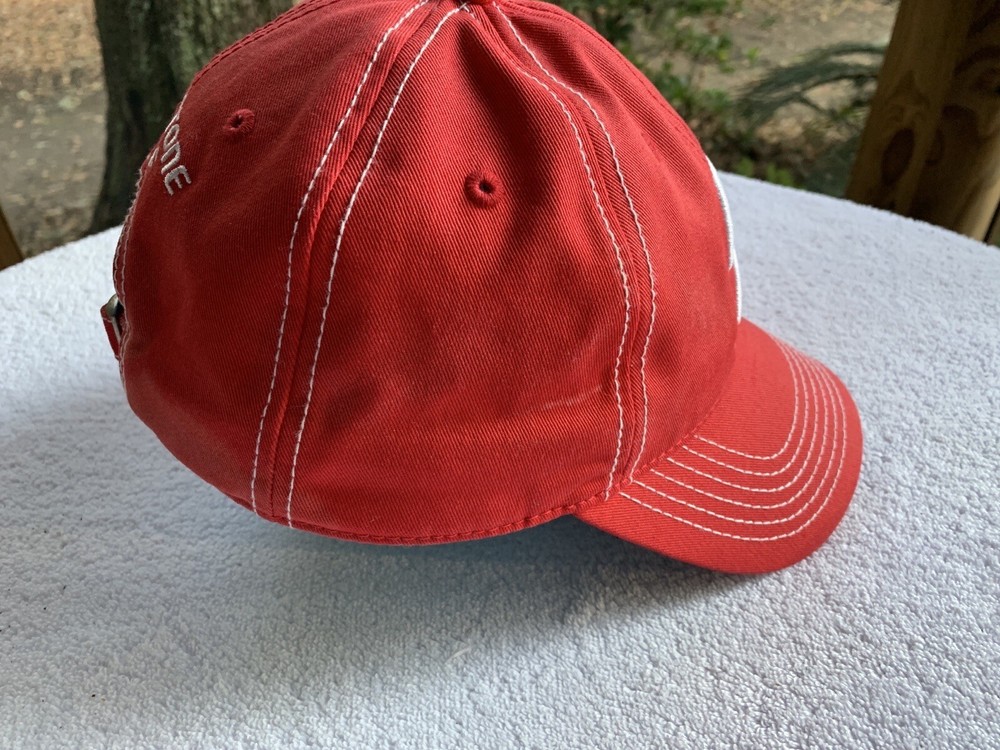 Bridgestone Golf Cap Hat Strapback Red White Cotton Embroidered Logo READ