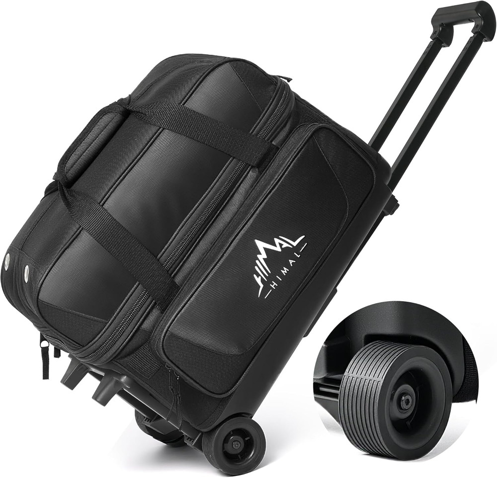 Double Roller 2 Ball Bowling Bag with Separate Shoe Compartment for Bowling Shoe