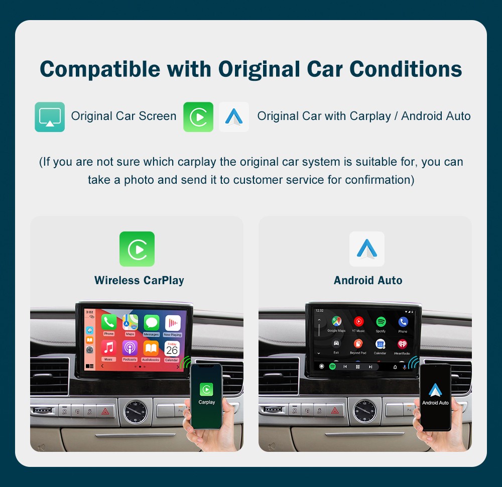 Wireless CarPlay Android Auto Mirror Link Retrofit Decoder for Audi A8 2012-2018