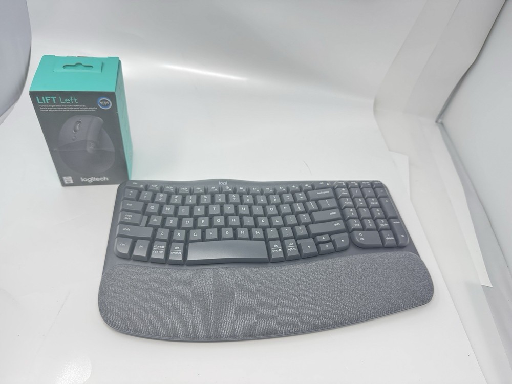 Logitech Wave Keys and Lift Left Vertical Mouse Wireless Ergonomic Keyboard