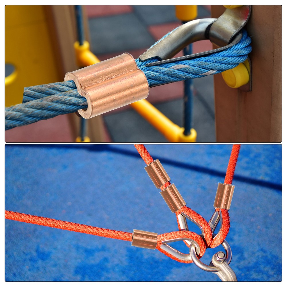 25Pcs M2.5(3/32") Copper Crimping Loop Sleeve Rope Loop Sleeve Cable Crimps