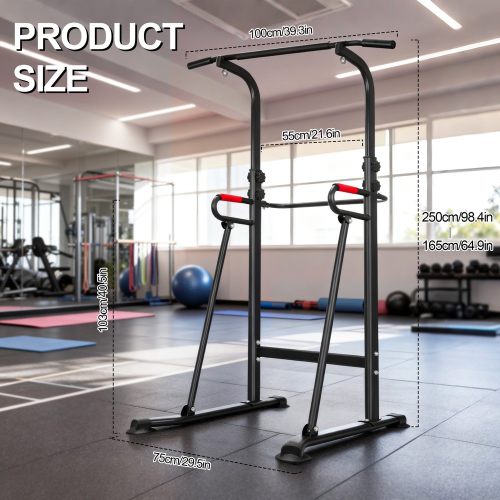 Adjustable Power Tower Pull Up Dip Station, Home Gym Strength Training Equipment