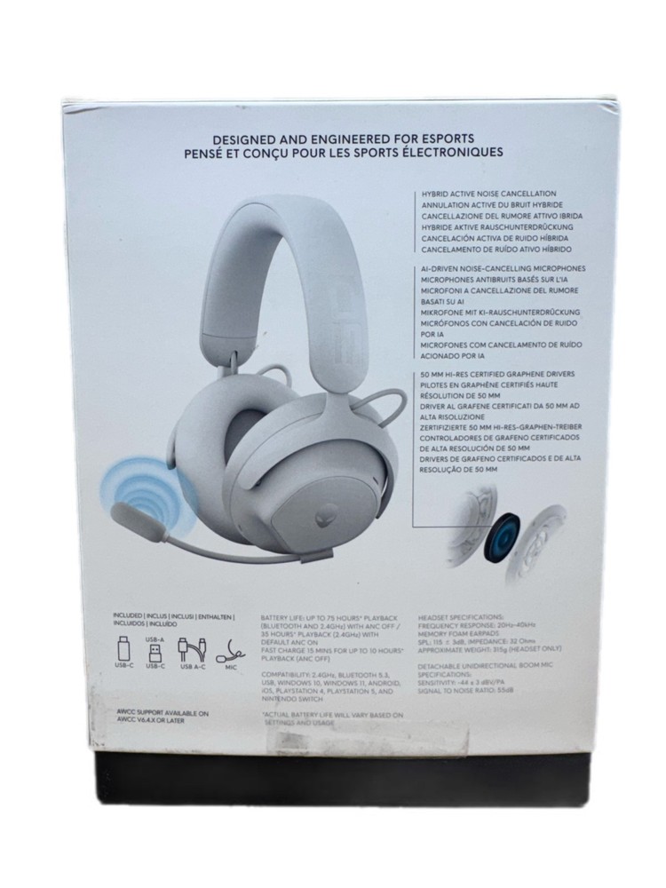 Alienware Pro Wireless Gaming Headset Wired/Wireless, Lunar Light