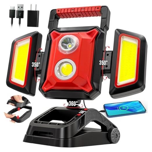40W Rechargeable Work Light, 4000LM Magnetic Work Light, Foldable&360°