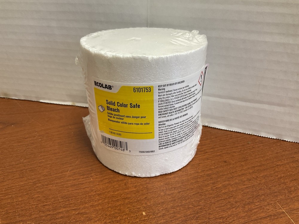 Ecolab Solid Color Safe Bleach Laundry Detergent 6101753 Unscented 3Lb