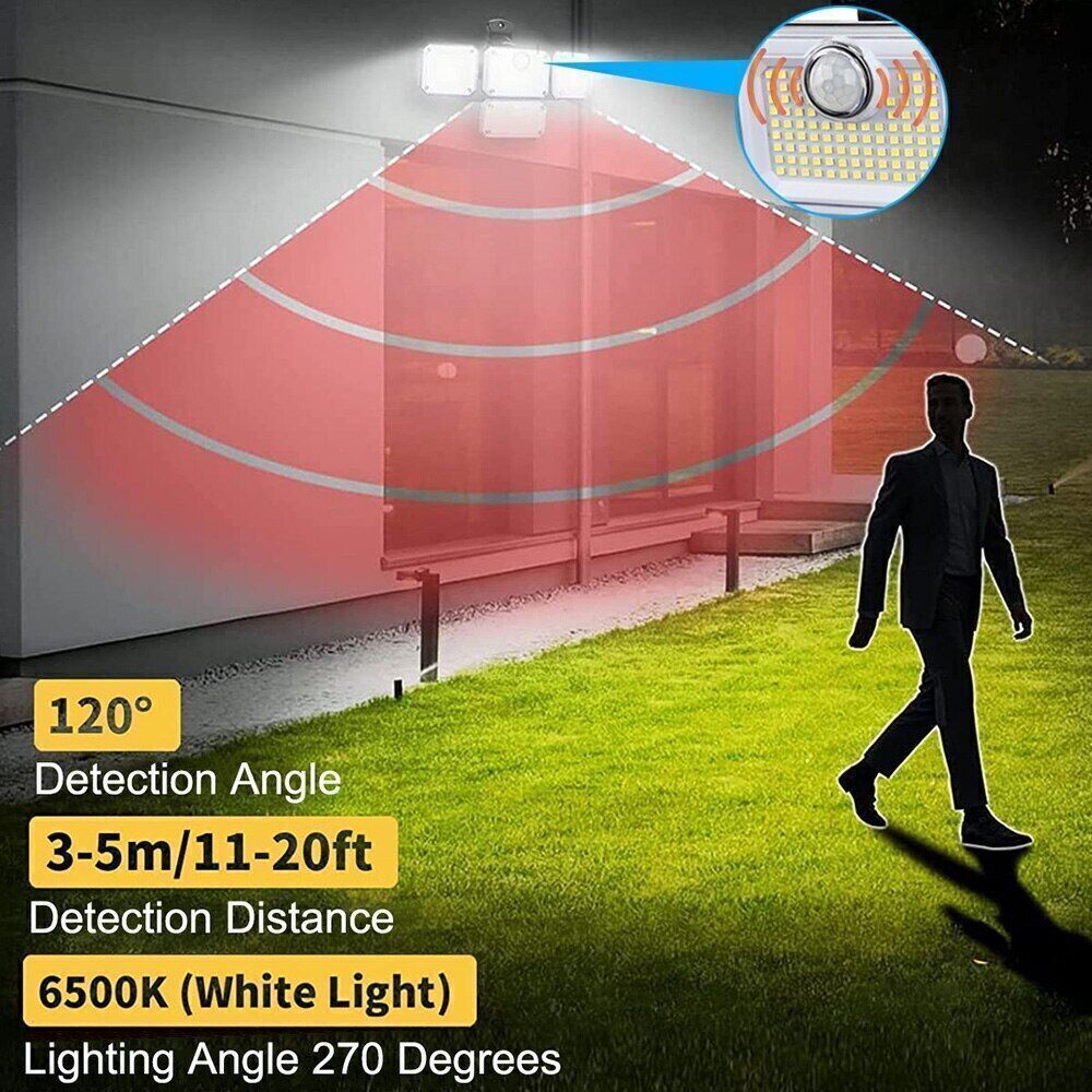 4 Pack Solar Lights Outdoor 5000LM Waterproof Motion Sensor Security Wall Lamp