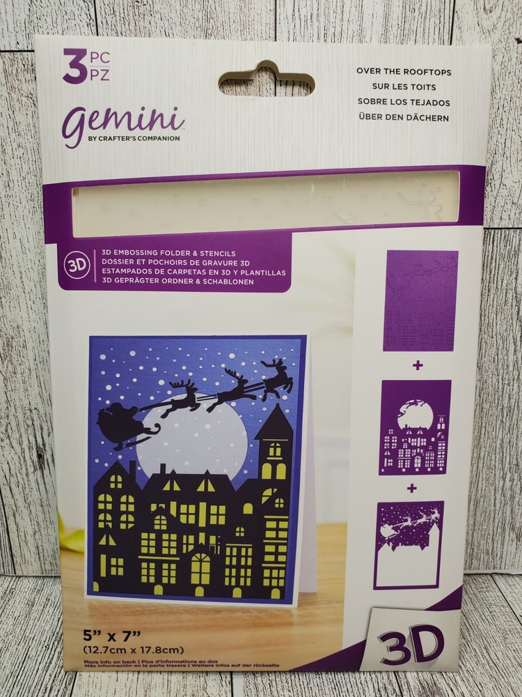 CCH2 Crafters Companion Christmas Over  Rooftops 3D Embossing Folder & Stencils