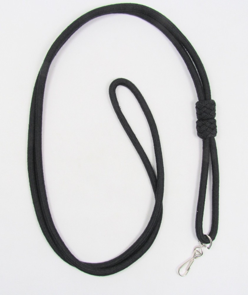 Lanyard DoubleCord Black with Chrome Hook R1609