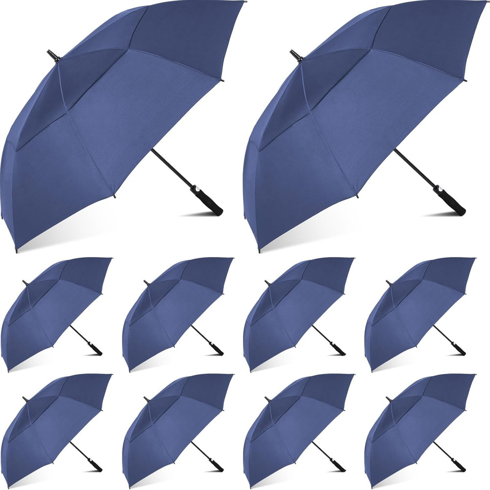 Large Automatic Open Golf Umbrella 62 Inch Double Canopy Rain Umbrella Windproof