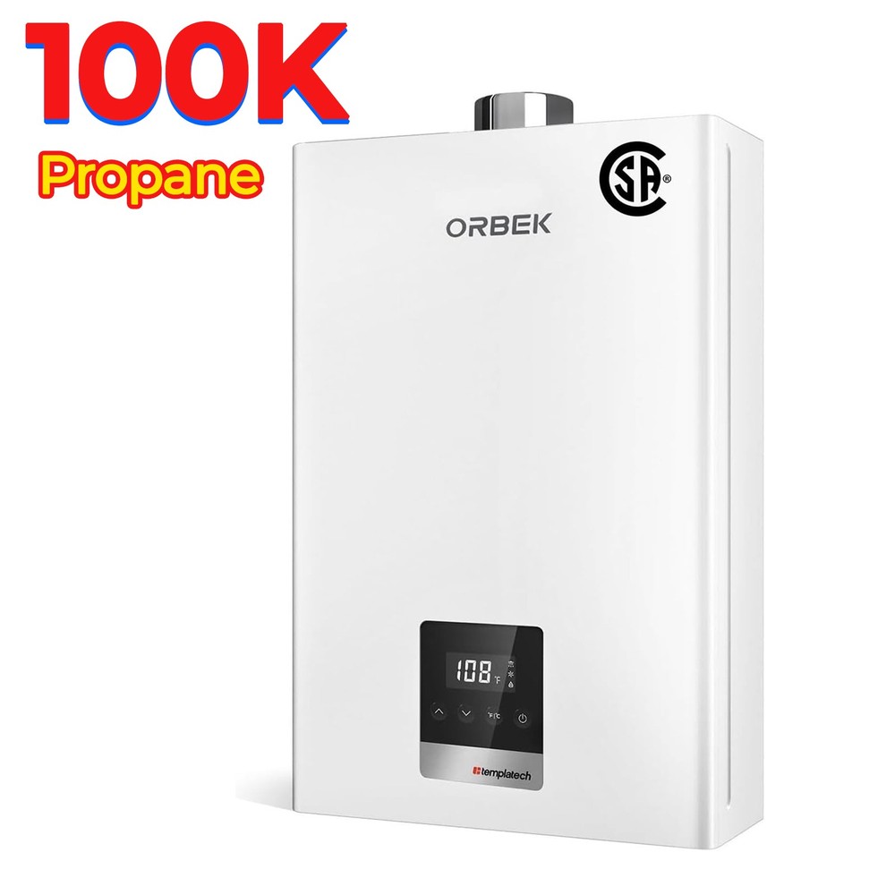 Tankless Water Heater Propane, 100,000 BTU 4.3 GPM Indoor Instant Hot On-demand