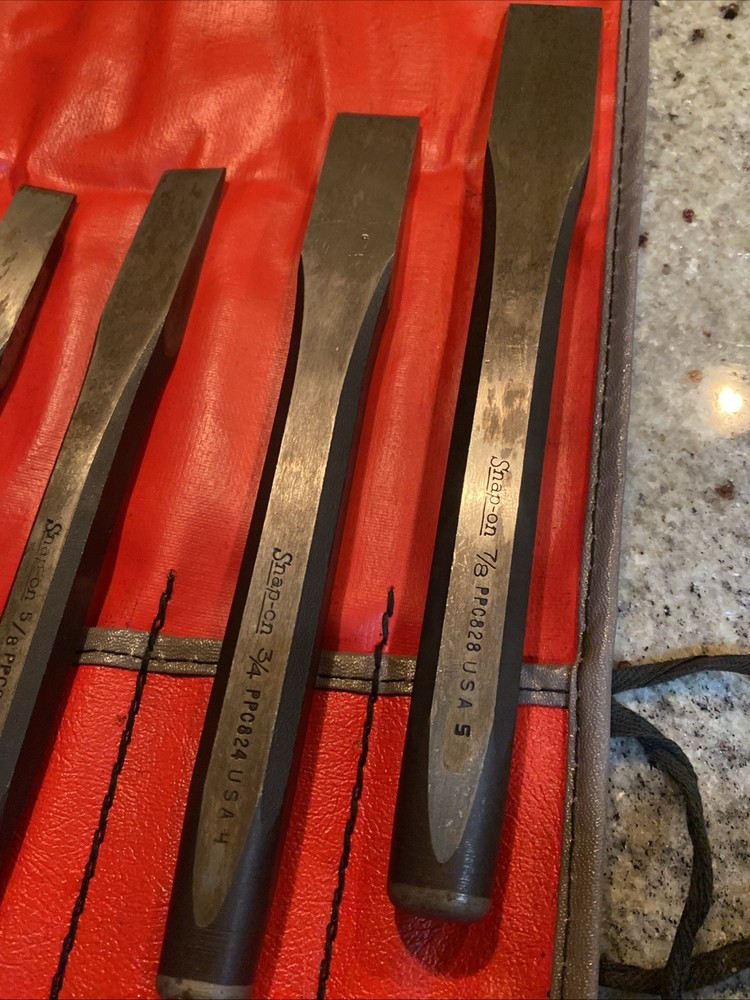 Snap on Tools USA 5 Piece Flat Chisel Set w/ C-50B Kit Bag