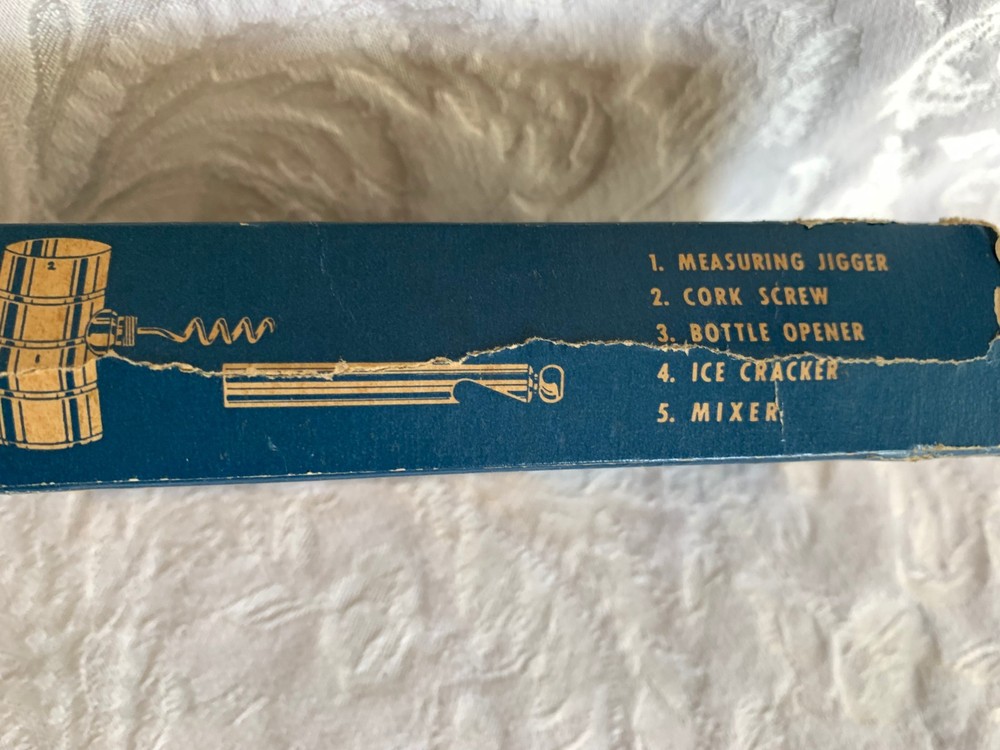 Vintage Bartender Multi-Tool Bar Caddie Jigger Opener Crusher Corkscrew Stirrer