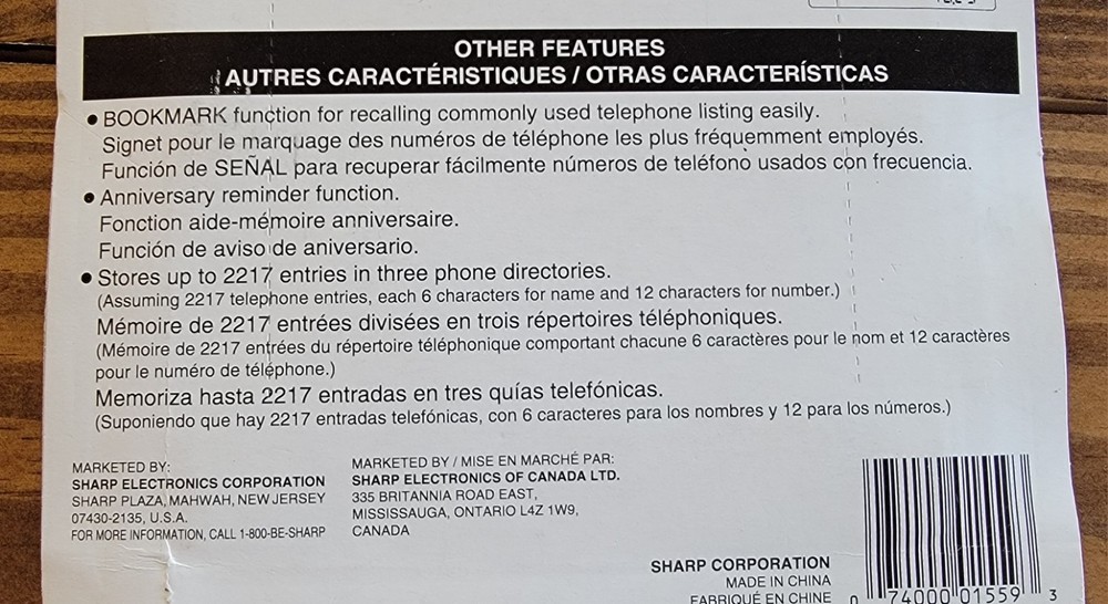 Sharp Memo Master Organizer - EL-6620B - Brand New - Untested