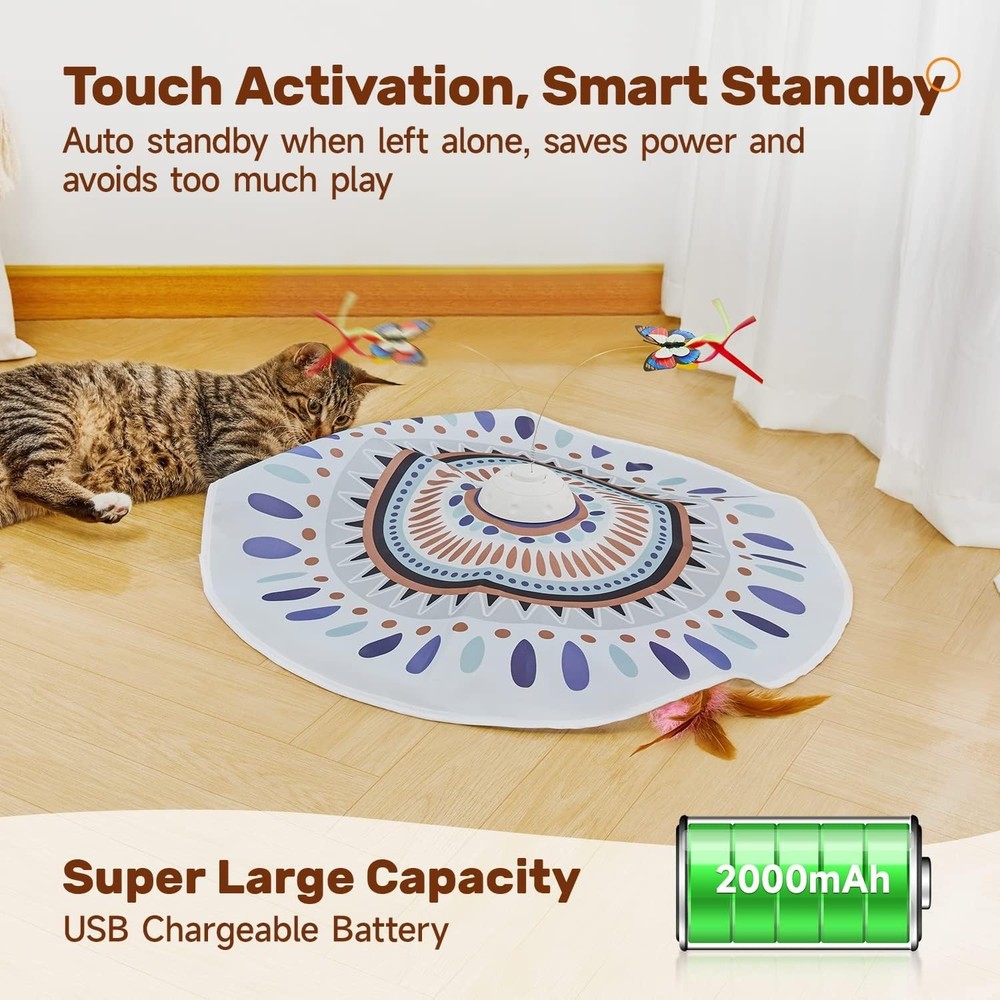 Interactive Automatic Cat Toy with Chasing Feather & Butterfly for All Breeds