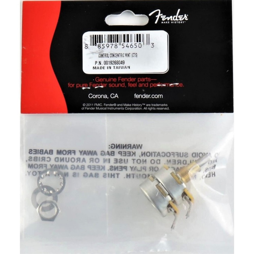 Fender CTS Concentric 250K/500K Audio Solid Shaft Potentiometer, Volume and Tone